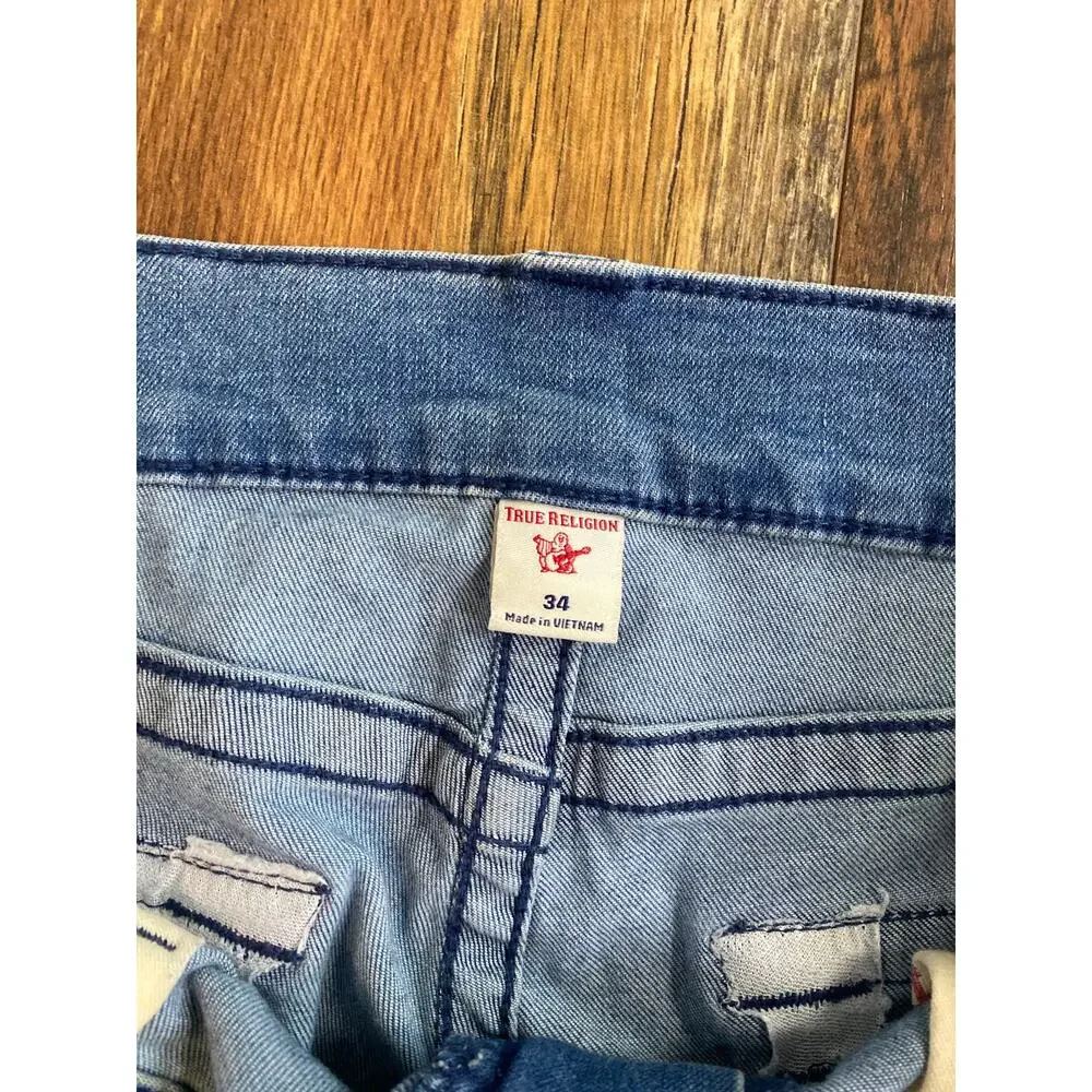 True Religion Ricky Relaxed Straight Jeans Size 34 Flap Pocket